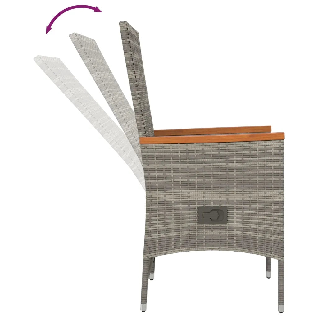 Set da Pranzo da Giardino 5 pz con Cuscini in Polyrattan Grigio 3157536
