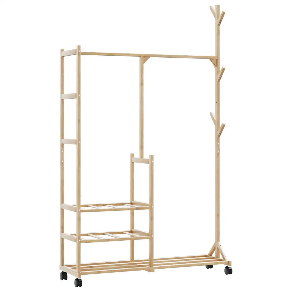 Appendiabiti con Ripiani e Ruote 100x38x175,5 cm in Bamb¨´ CFW5830609