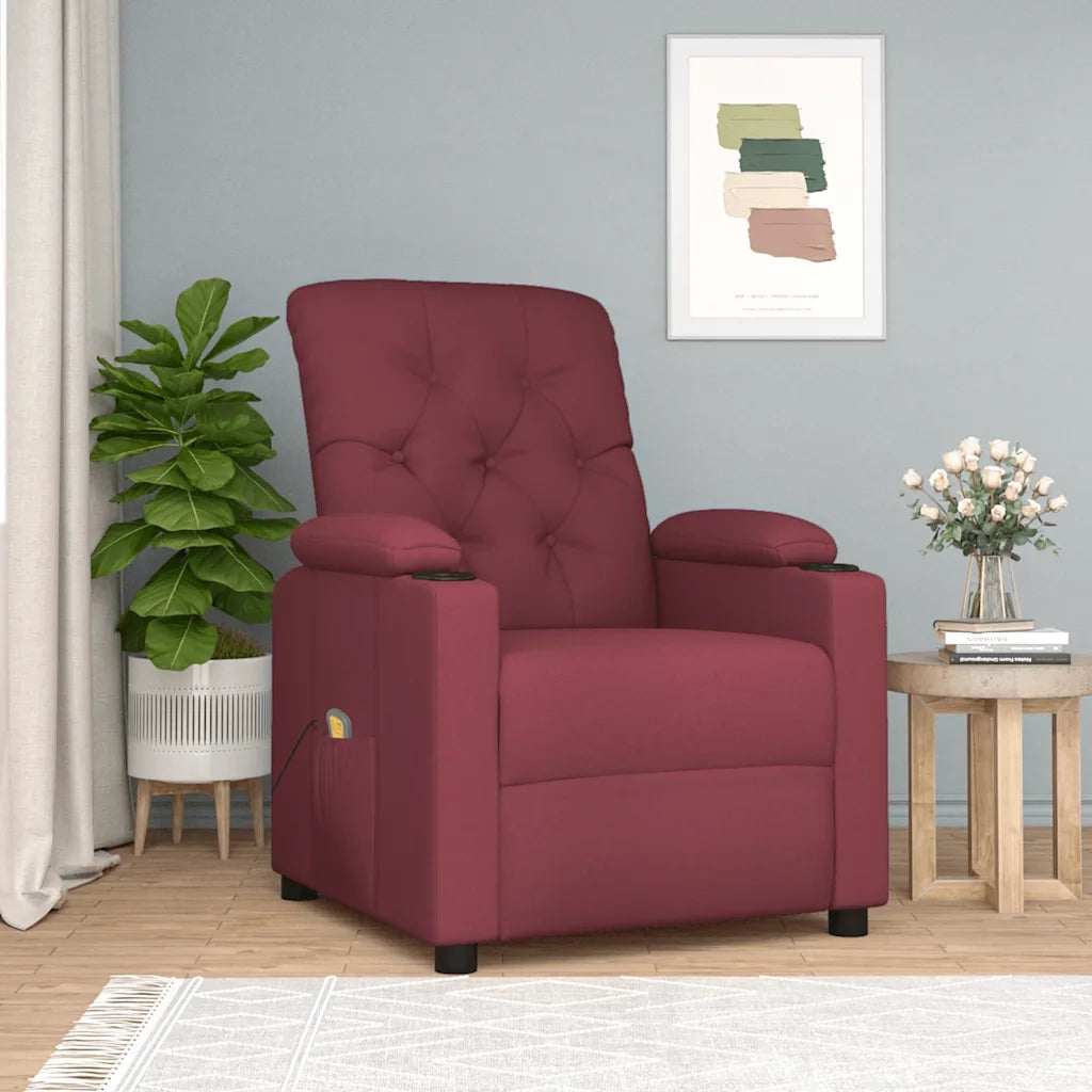 Poltrona Massaggiante | Sedia Relax Elettrica Rosso Vino in Tessuto
