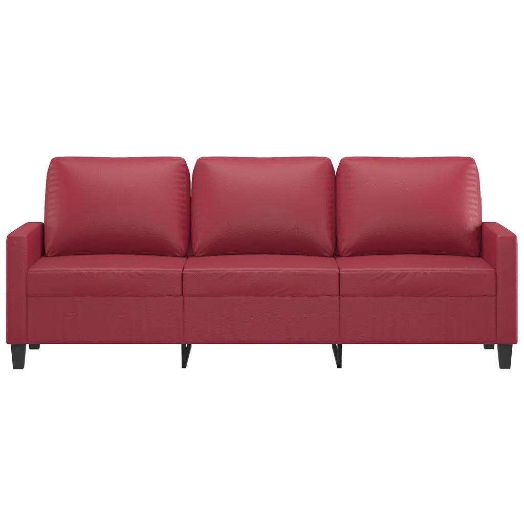 Divano a 3 Posti-Sofa 3 Posti Rosso Vino 180 cm in Similpelle 362771