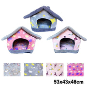 Trade Shop - Cuccia Morbida A Forma Di Casetta Per Cane Gatto Animali 53x43x46cm Tg. Grande -
