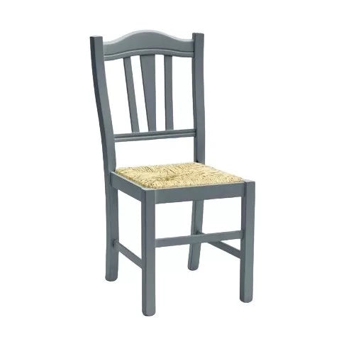 Set 2 sedie country legno grigio seduta paglia 43x48x95