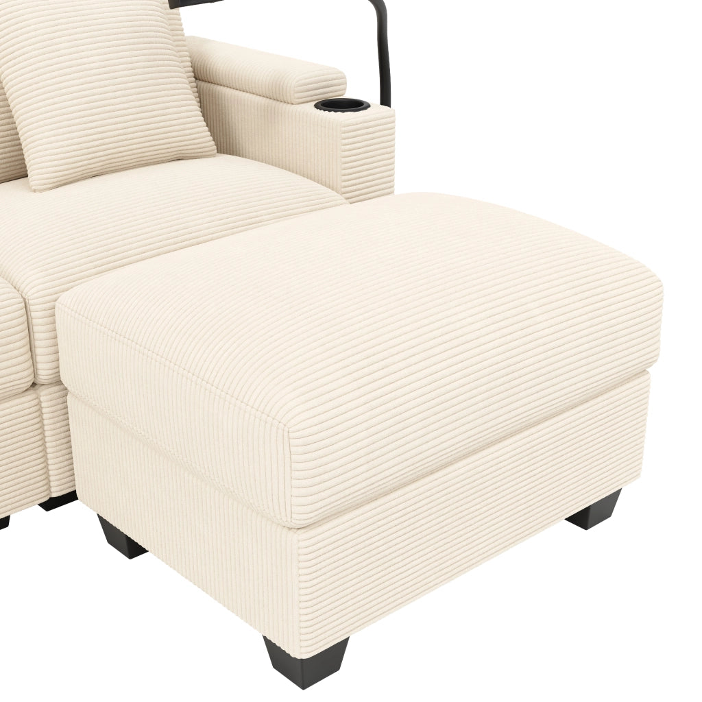 DIVANO angolare modulare U 275,5x139x87 cm in velluto a coste beige
