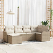 Set Divano da Giardino con cuscino 6 pcs Beige Poly Rattan