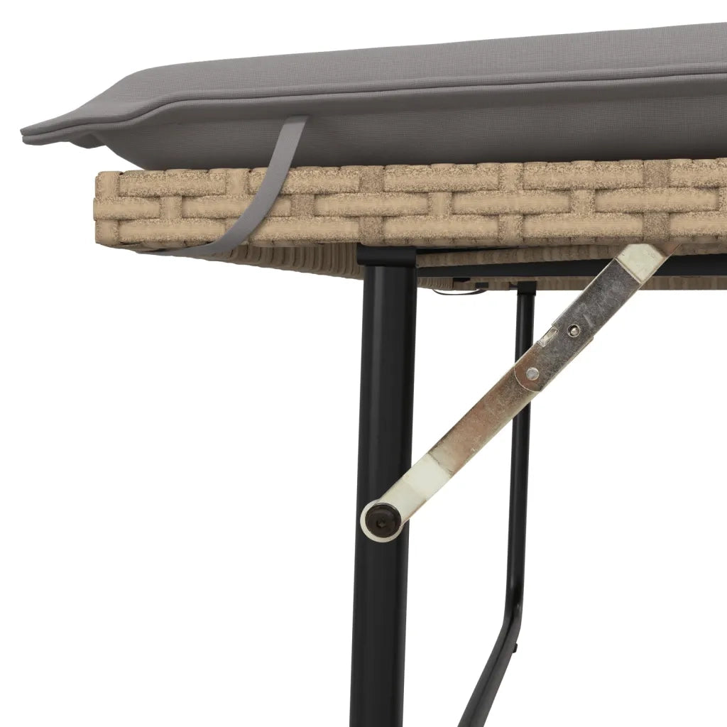 Panca da Giardino con Cuscini e Poggiapiedi-Sgabello-Panca da esterno Beige in Polyrattan 374493
