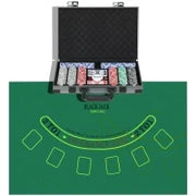 Set da Poker per 10 Giocatori con 400 Fiches, 2 Mazzi di Carte, 5 Dadi, Tappetino e Valigetta Grigia