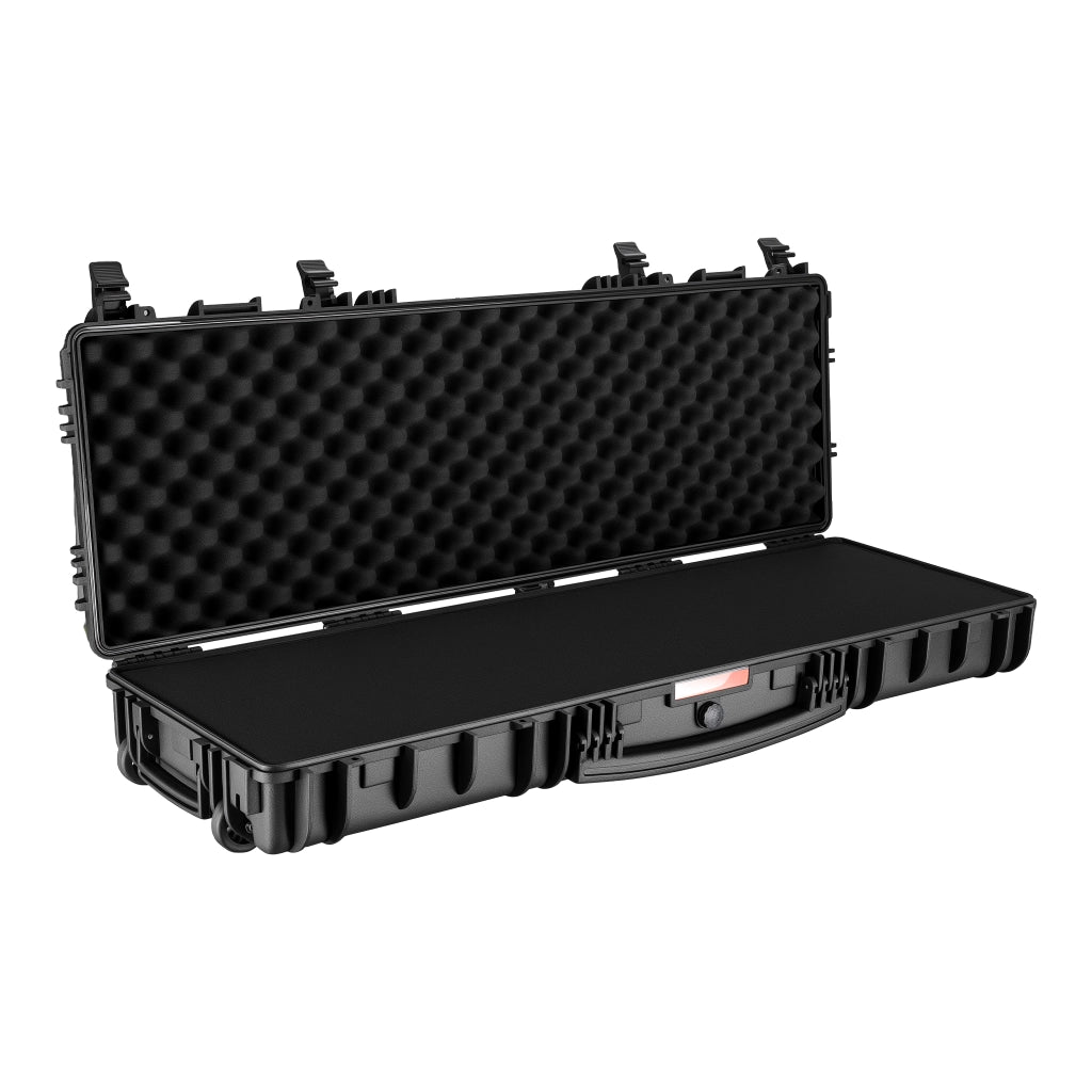 Waffenkoffer 118,9 x 40,5 x 16 cm für Langwaffen, Gewehrkoffer mit Schaumstoffpolsterung und Rollen für sicheren Transport, Langwaffenkoffer mit Tragegriff