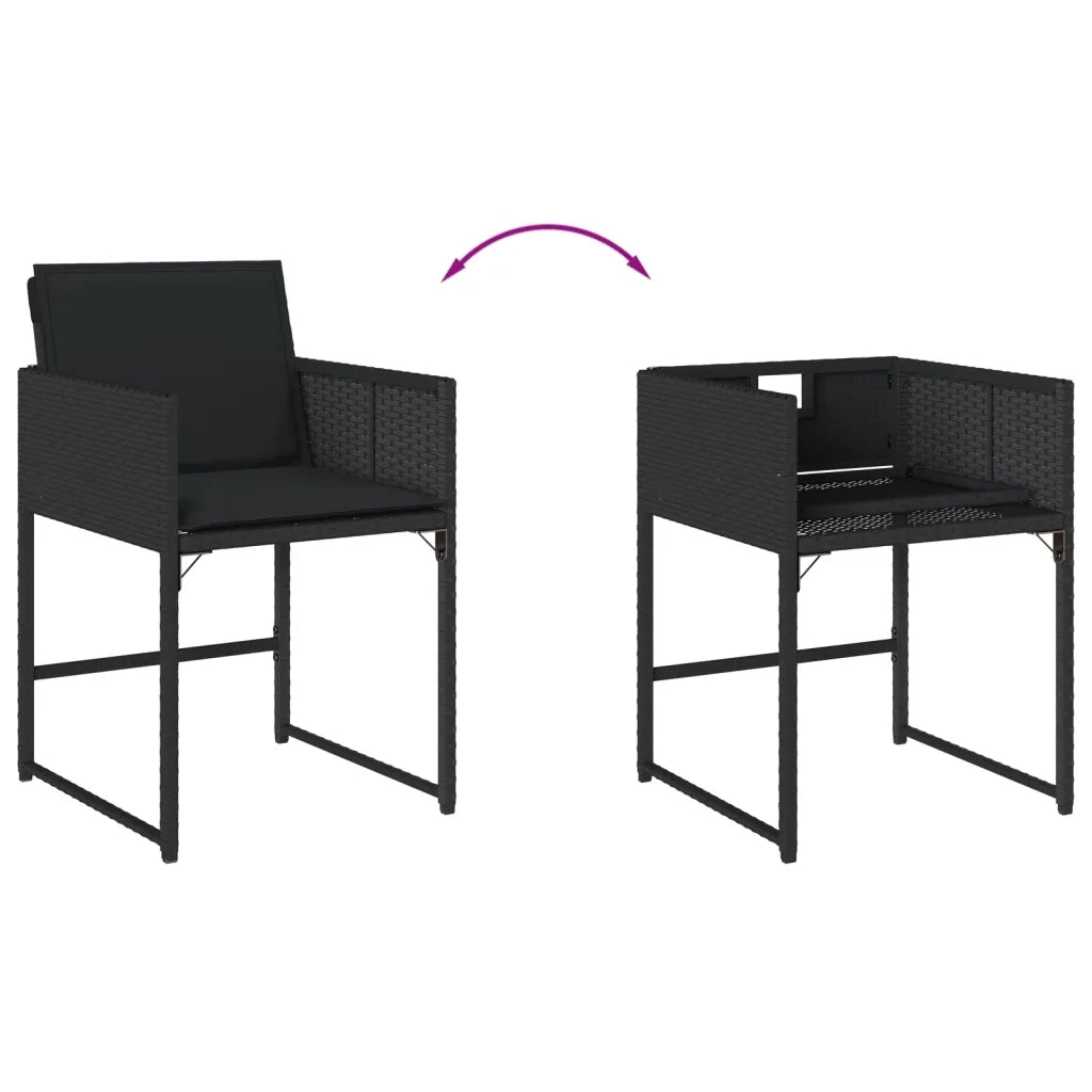 Set da Pranzo da Giardino 11 pz con Cuscini in Polyrattan Nero 3278058