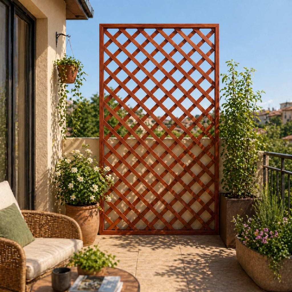 Traliccio In Legno Di Pino Impregnato Per Giardino Balcone E Terrazza Supporto Decorazione Per Piante Rampicanti Privacy Outdoor 120 x 180 Cm Legno Scuro