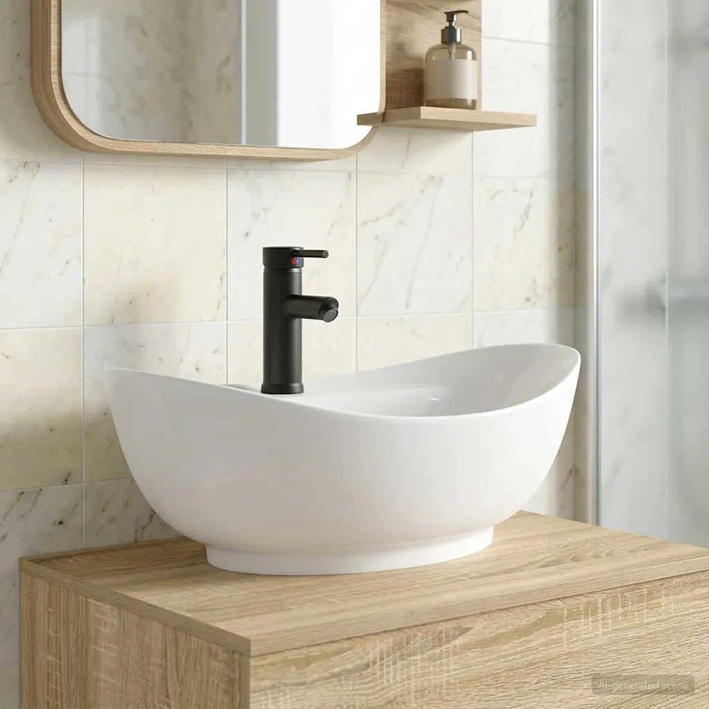 Lavabo da bagno Nero Opaco 59 x 35 x 21 cm Metallo 890219
