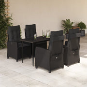 Set da Pranzo da Giardino 5 pz Nero con Cuscini in Polyrattan 3212745