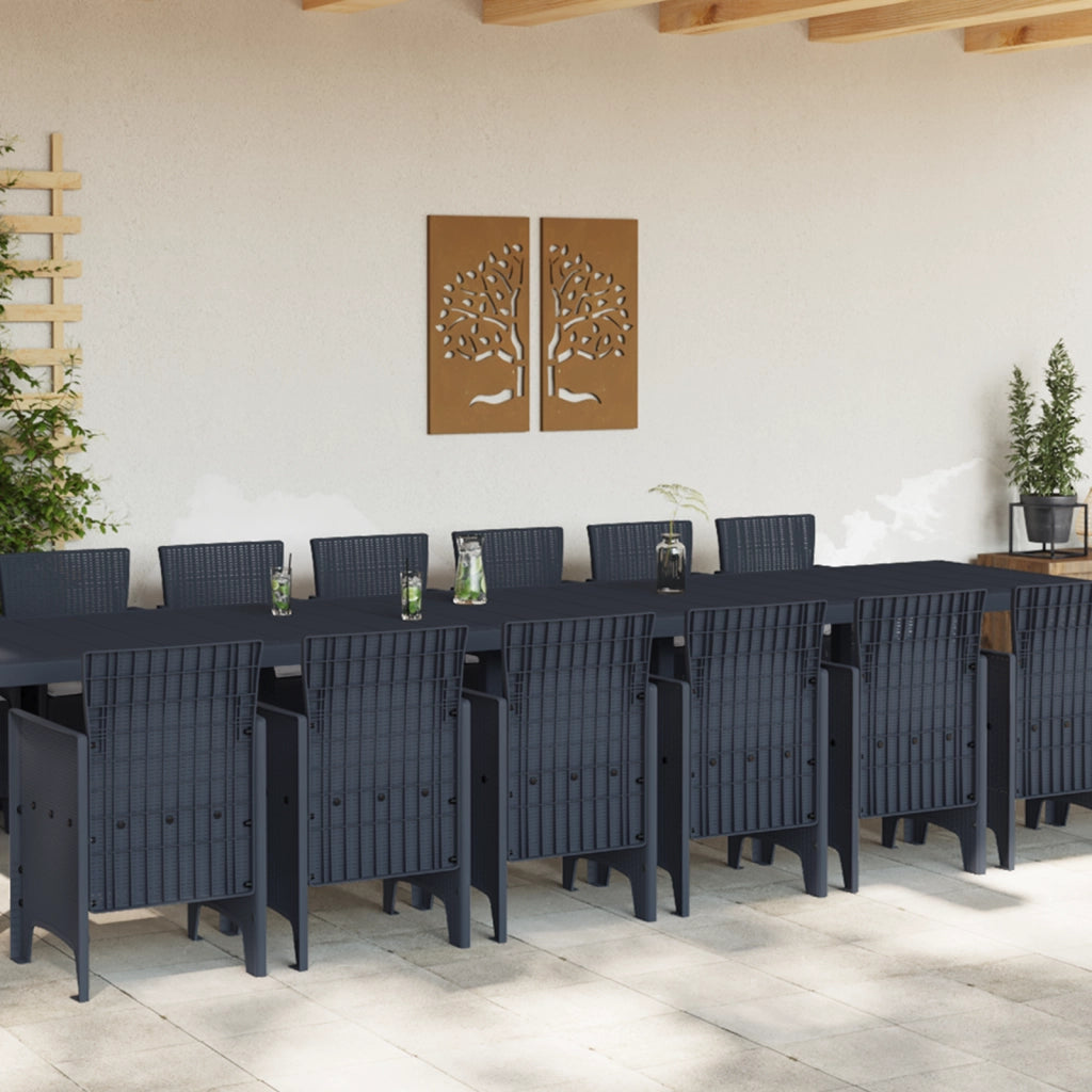 Set da pranzo da giardino  15 pezzi con cuscini antracite polyrattan