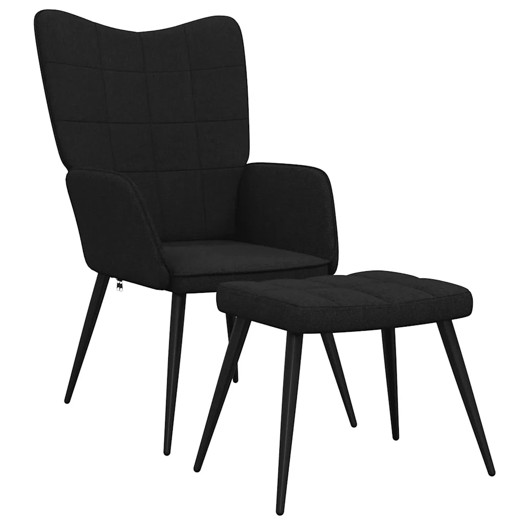 Poltrona Relax con Poggiapiedi Nera in Tessuto cod mxl 18433