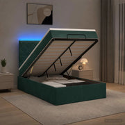 Letto Ottomano con Materasso e LED Verde Scuro 120 x 190 cm 3458364