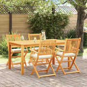 Sedie da Giardino Pieghevoli  con Cuscino Bianco 4pz in Legno di Acacia Solido