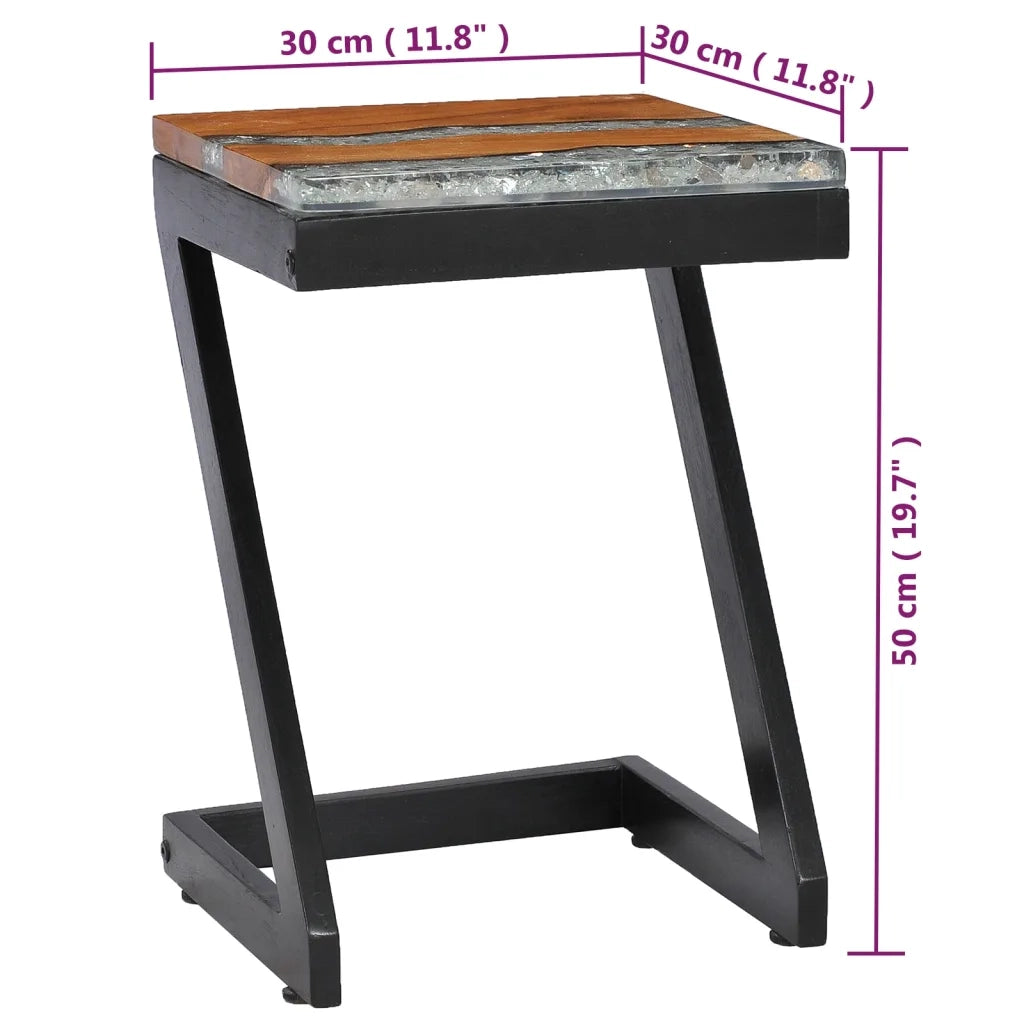 Tavolino Salotto 30x30x50 cm Legno Massello Teak e Poliresina 281649