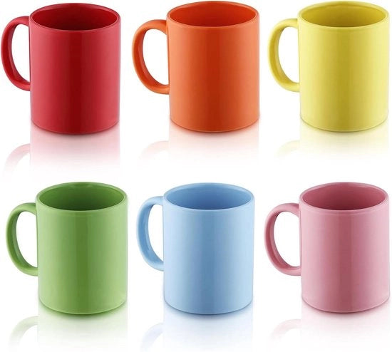 Set di tazze per caffè 6 pezzi grandi 350 ml tazze per tè e glühwein lavastoviglie (miscela di colori)