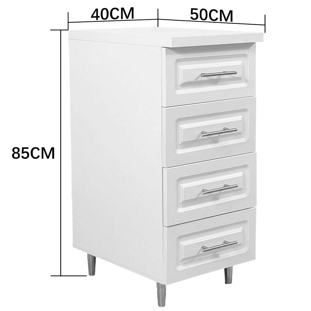 Cassettiera per Cucina Mobile Design Boiserie 4 Cassetti in Legno Colore Bianco