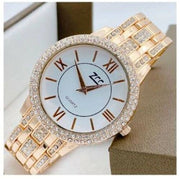 Trade Shop - Orologio Da Polso Zcc 13 Donna Quarzo Acciaio Moda Brillantini Rosa Fondo Bianco -