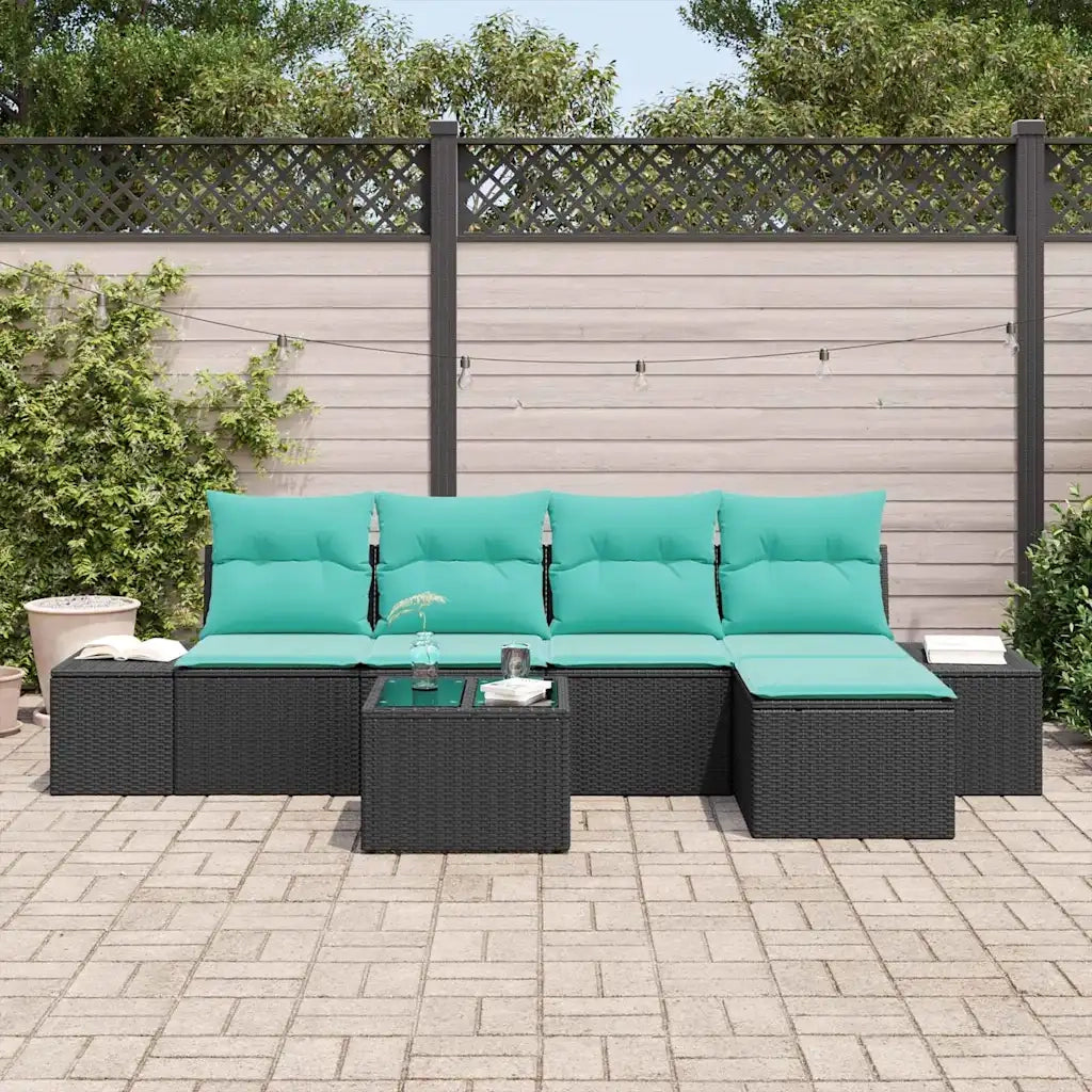 Set Divano da Giardino 6 pz Nero polyrattan 3347036