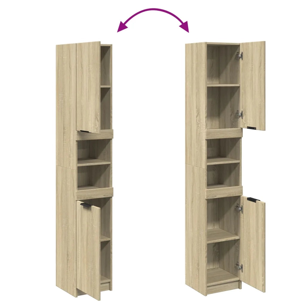 Armadietto da Bagno Rovere Sonoma 32x34x188,5 cm in Truciolato 849656
