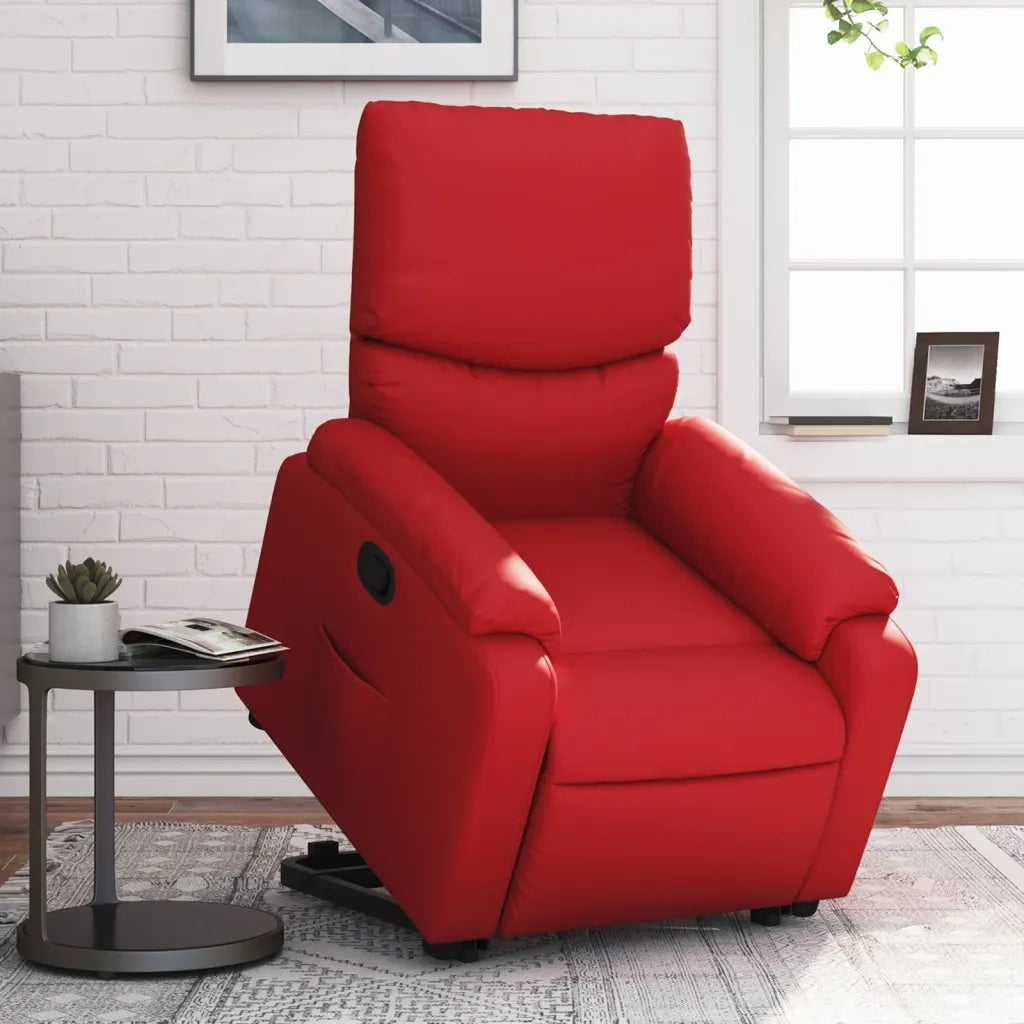 Poltrona Alzapersona Reclinabile Rosso in Similpelle 3204891