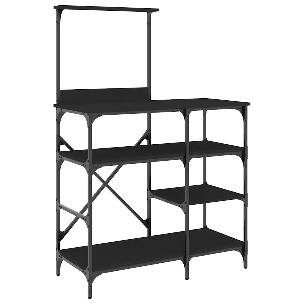 Mobile da Cucina Nero 90x40x132 cm Legno Multistrato e Metallo CFW2655546