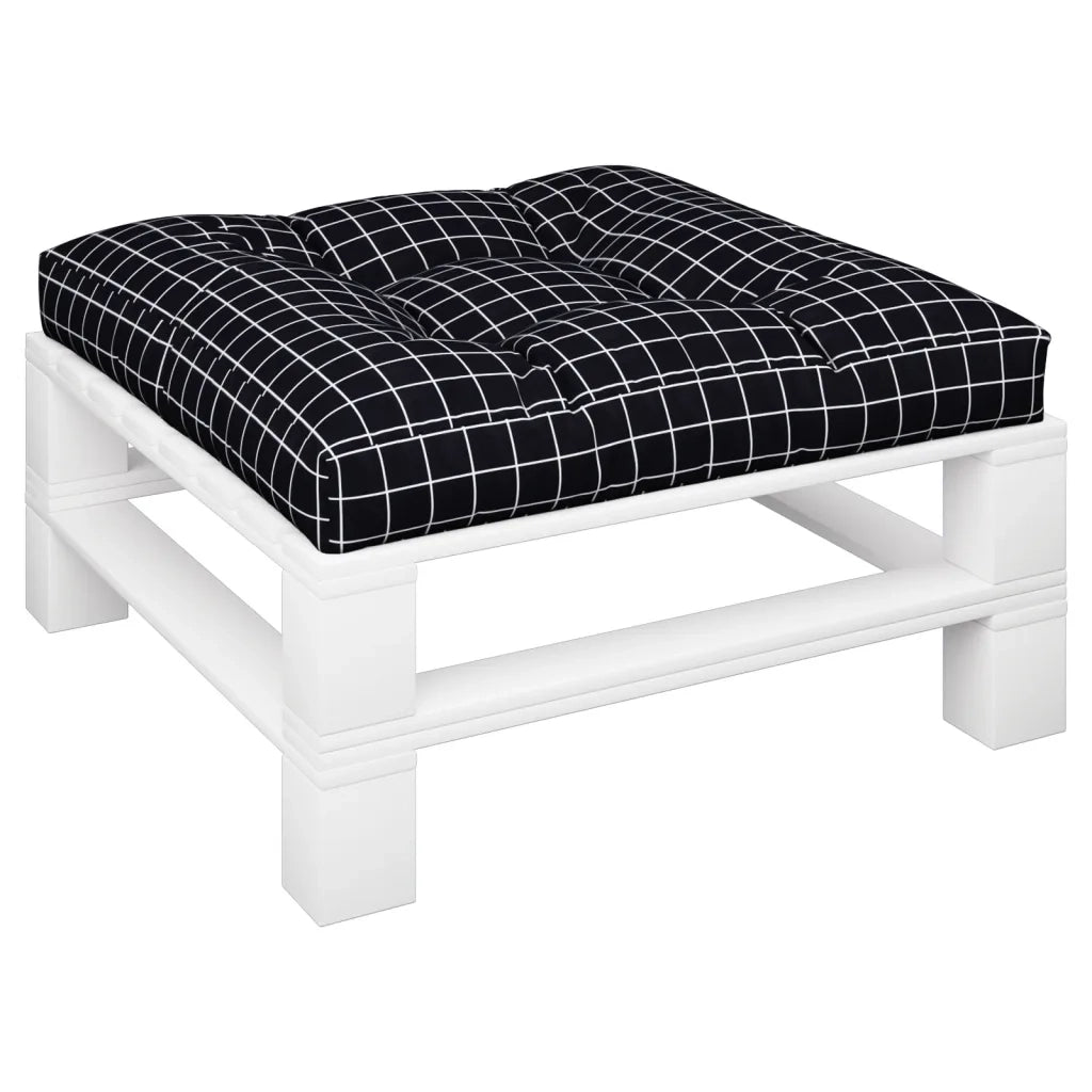 Cuscino per Pallet Motivo a Quadri Nero 80x80x12 cm in Tessuto 360507