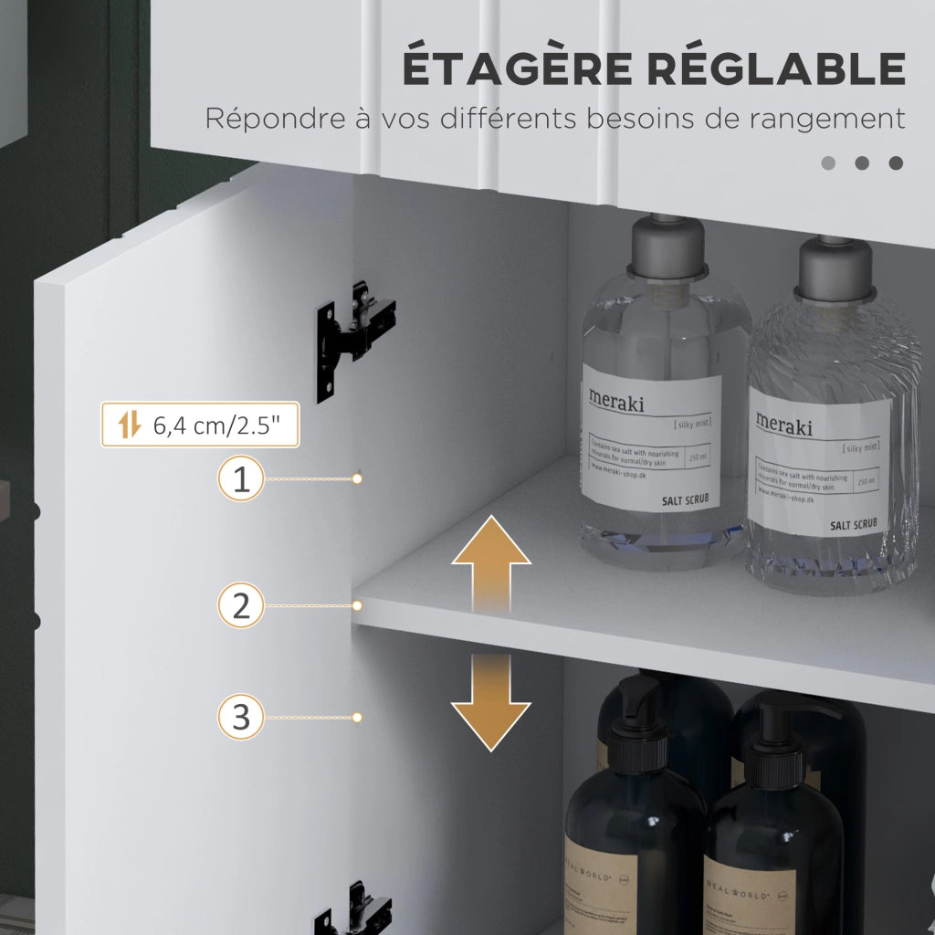 Mobile da bagno con 2 ante e cassetto ¨C zephmum ¨C bianco