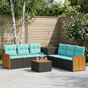 Set di divani 8 pz Nero e Blu Rattan sintetico e Acciaio 3448634