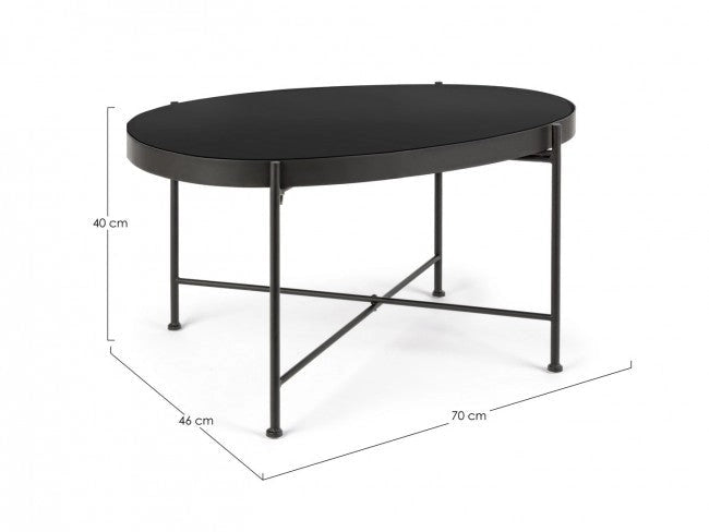 Tavolino Rashida Nero 70x46 in Metallo