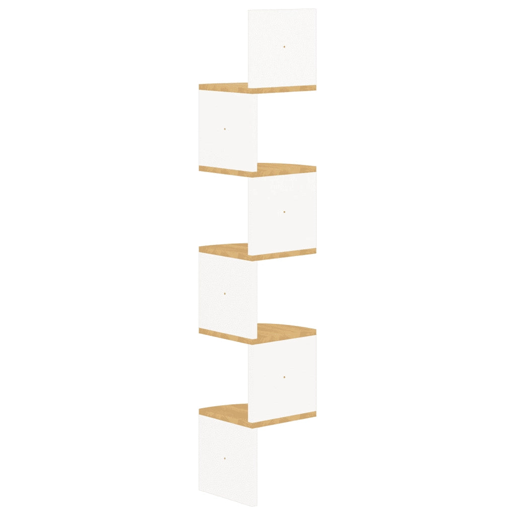Scaffale Angolo Muro Bianco Rovere Sonoma 19x19x123 Multistrato 326836