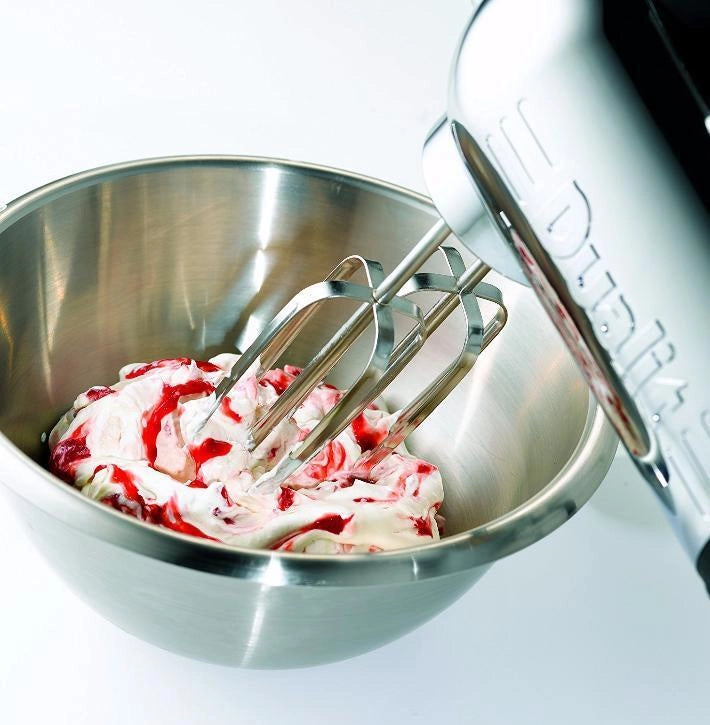 Dualit 89320 Sbattitore Manuale 400 W 4 Velocita' con Fruste Ganci e Punte Acciaio Inox Lucido colore Argento