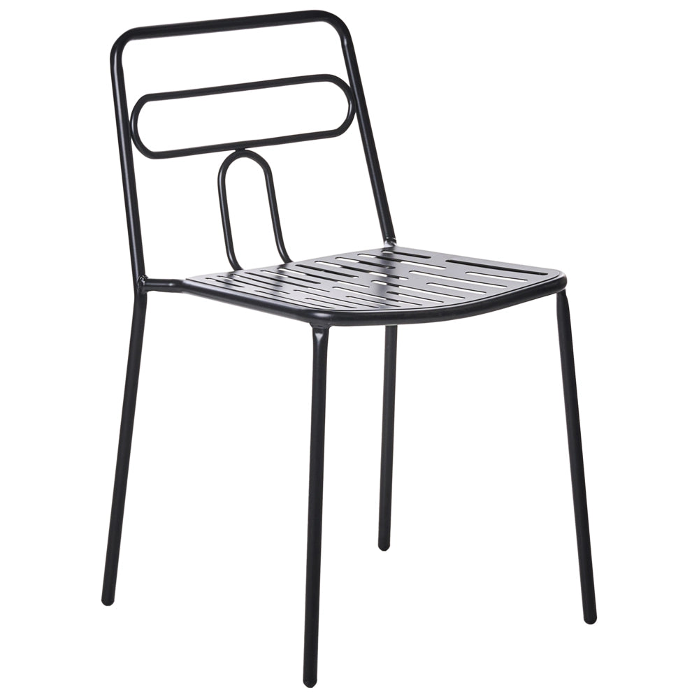 Set di 2 sedie da giardino nero con telaio in acciaio impilabili per esterni Patio moderne