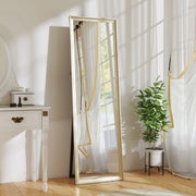 Specchio da terra a figura intera 160 x 50 cm, finitura oro, posizionamento flessibile