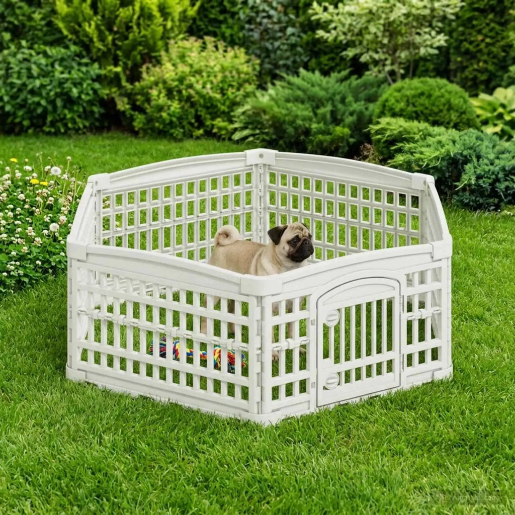 Panchetto per Cani a 6 Pannelli Bianco 122 x 106 x 40 cm 42027217