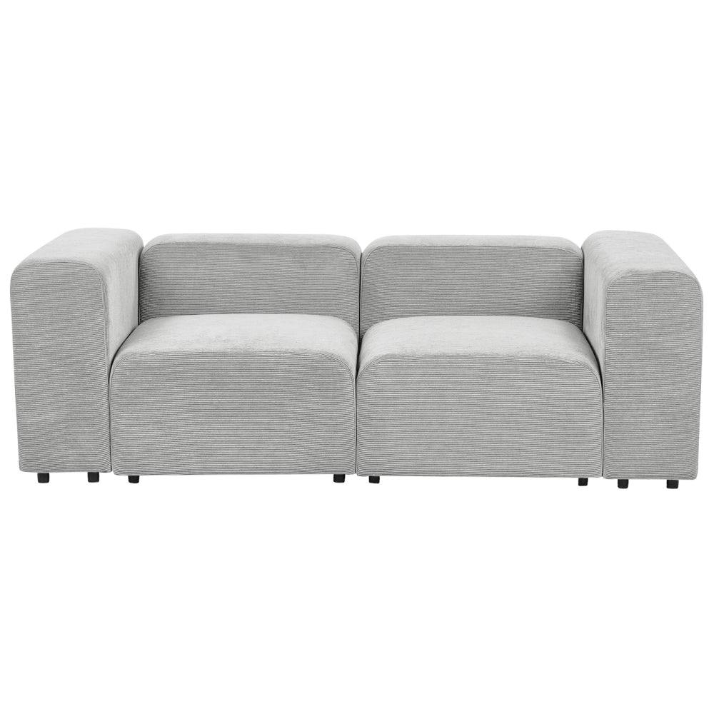 Divano componibile a 2 posti rivestito con velluto grigio stile moderno