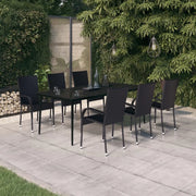 Set da Pranzo per Giardino 7 pz con Cuscini Neri cod mxl 41930