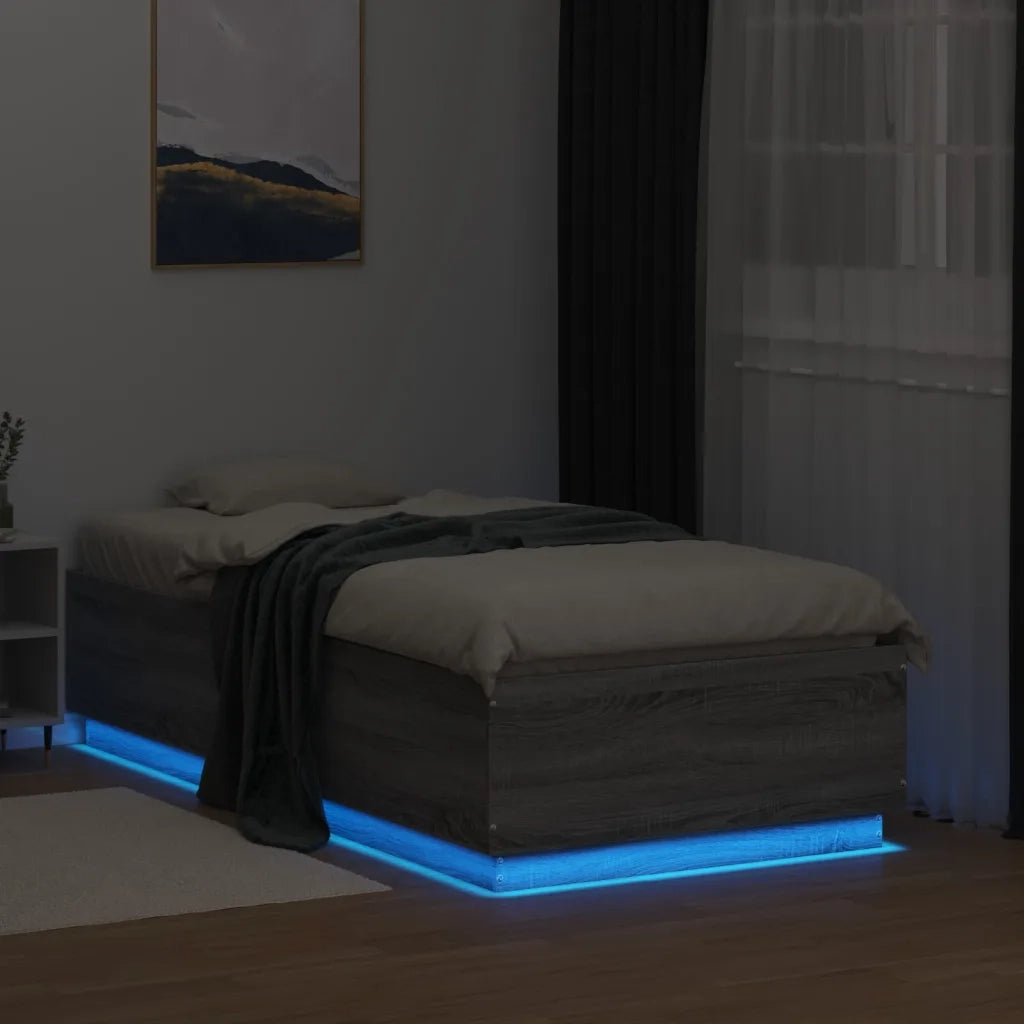 Giroletto Luci LED Grigio Sonoma 75x190 cm in Legno Multistrato