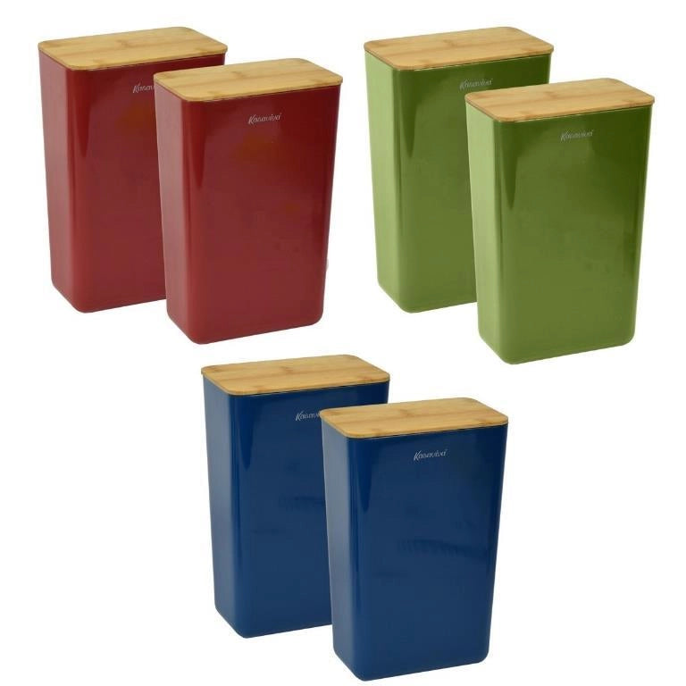 Set 2 Pezzi Barattolo da Cucina Premium Kyoto Tappo in Bamboo 1,75 Litri 3 Colori
