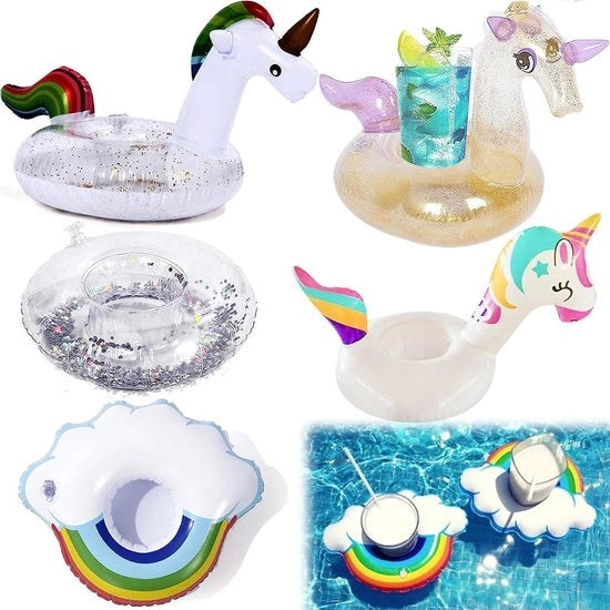 Oggetto Inflabili per Contenitore di Bevande Piscina 8 Pezzi - Birra, Uccello Galleggiante, Supporto per Carne per Bambini, Piccolo