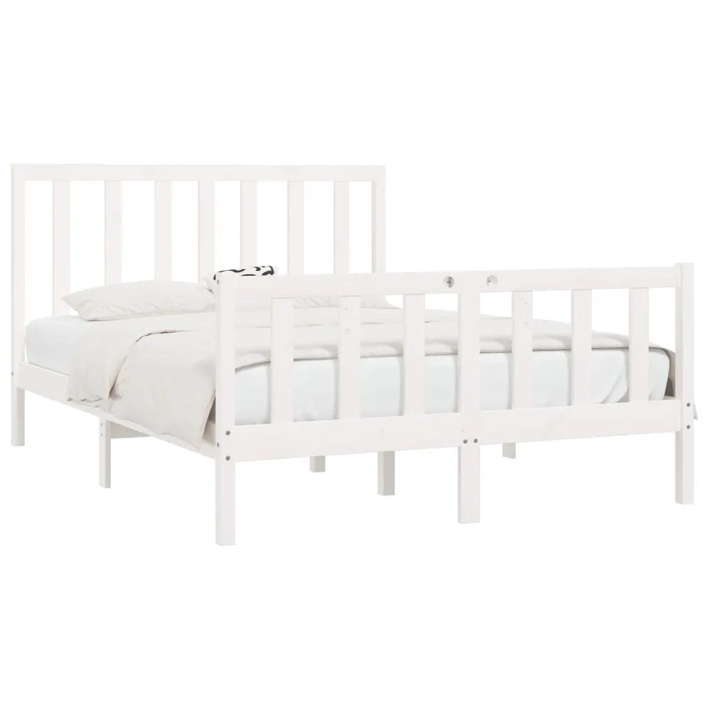 Giroletto-Struttura Letto Bianco in Legno Massello 140x190 cm 450013