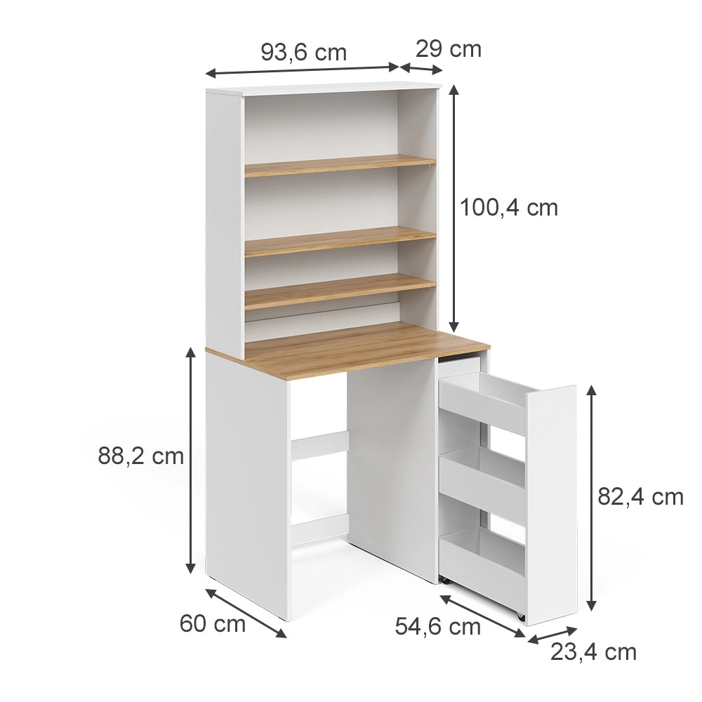 Armadio per lavatrice Viktor Bianco/Rovere artigianale 93.6 x 88.2 cm 2 parti con ripiano Vicco