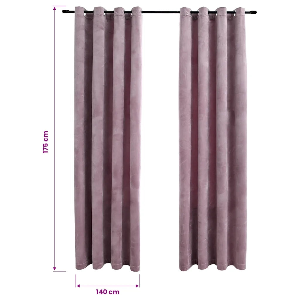 Tende Oscuranti con Anelli 2pz Rosa Antico in Velluto 140x175cm 134520