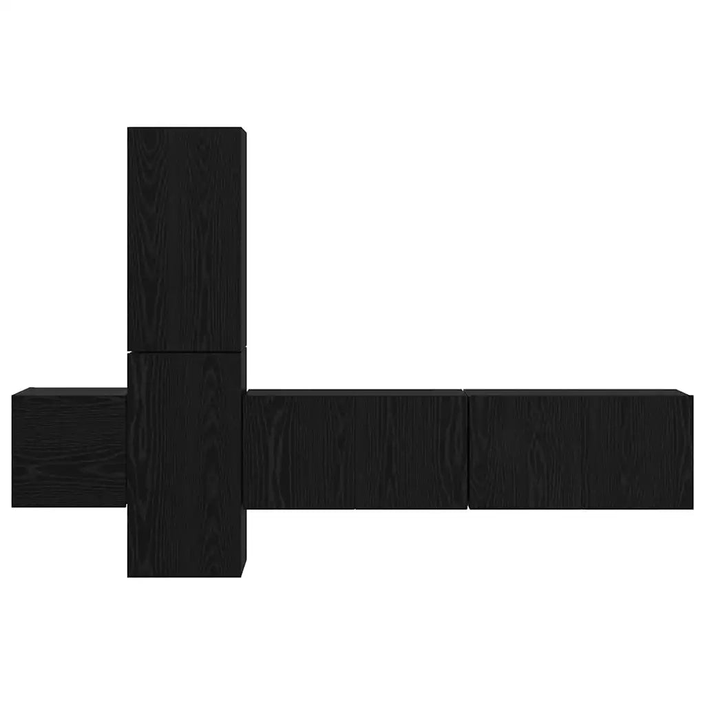 Set mobile TV 5 pcs Rovere Nero Legno multistrato 3393481