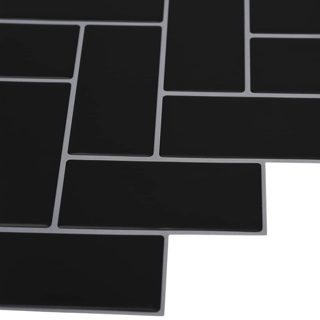 Piastrella a Spina di Pesce 10 pz Nero 30 x 30 cm CFW2053719