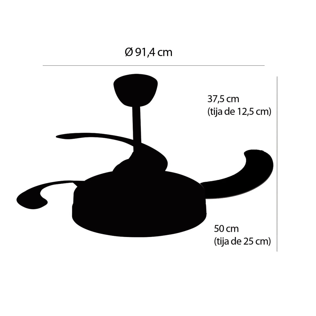 LÚZETE - VENTILATORE A SOFFITTO LED 38W REGOLABILE 4 PALE PLIABILI WELLINGTON