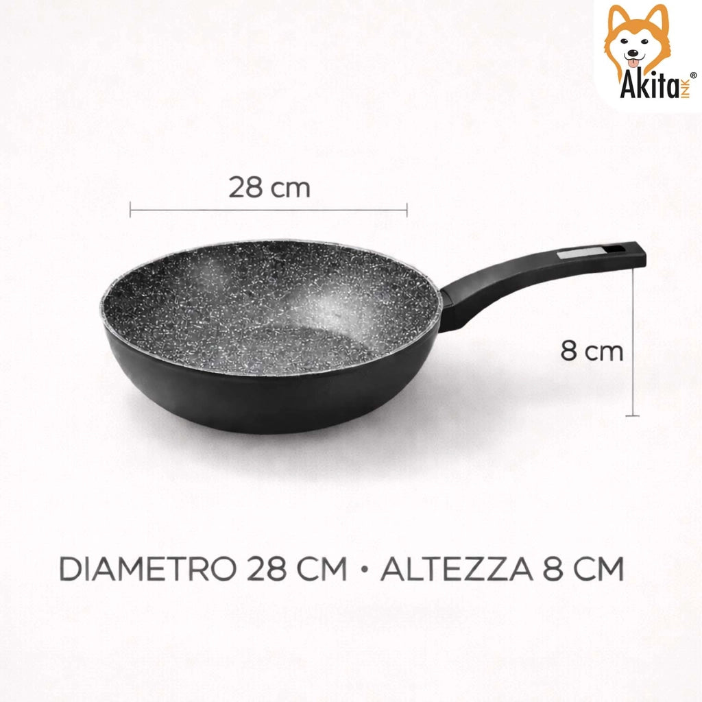 Akitaink Wok Black 28 cm Induzione Antiaderente