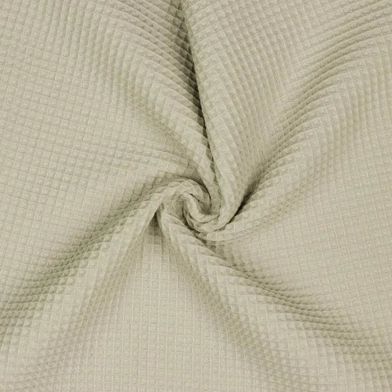 Tessuto wafelpiqué 1m 100% cotone Oeko-Tex Senza metro più di 40 colori disponibili tessuto a waffle (008 I Beige)