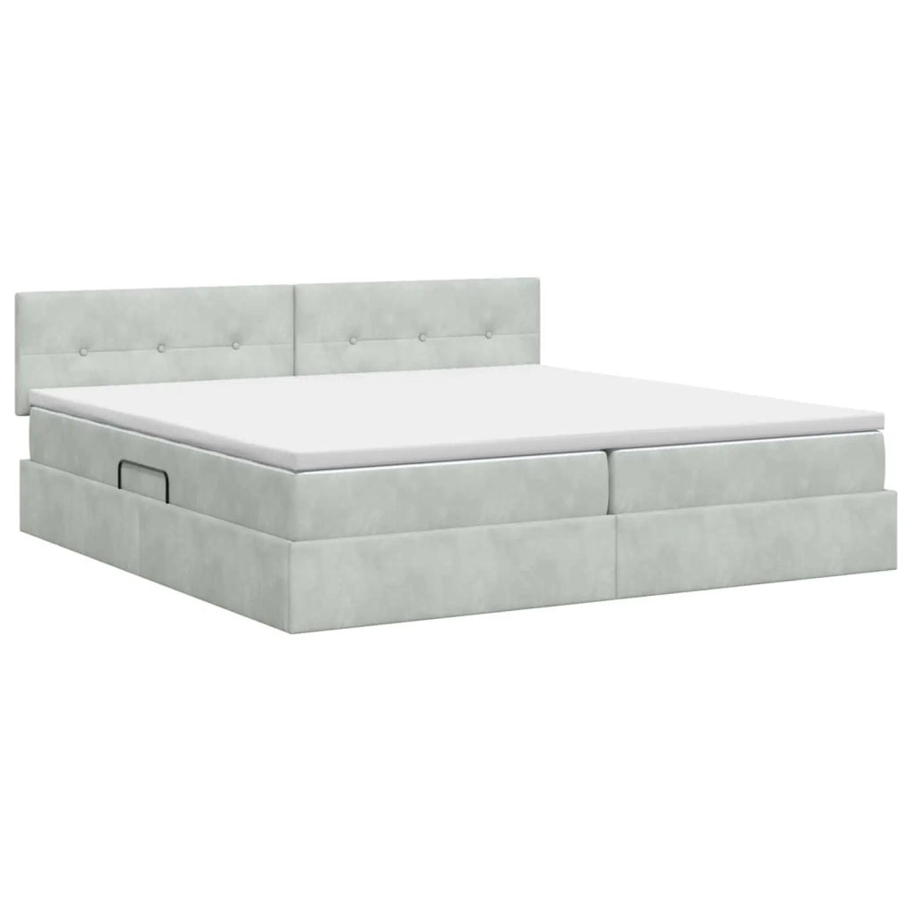 Letto con Contenitore Grigio Chiaro 200 x 200 cm Velluto 3458829
